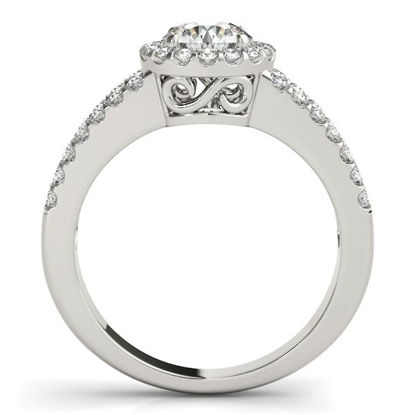14k White Gold Round Diamond Split Shank Design Engagement Ring (7/8 cttw) - Coolpeacock