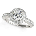 14k White Gold Round Floral Motif Diamond Engagement Ring (1 5/8 cttw) - Coolpeacock