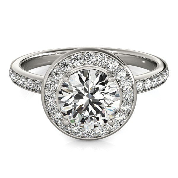 14k White Gold Round Halo Diamond Engagement Ring (1 1/2 cttw) - Coolpeacock