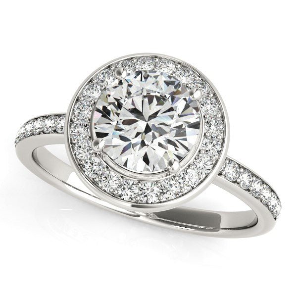 14k White Gold Round Halo Diamond Engagement Ring (1 1/2 cttw) - Coolpeacock