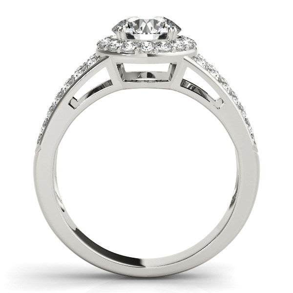 14k White Gold Round Split Shank Style Diamond Engagement Ring (1 1/2 cttw) - Coolpeacock
