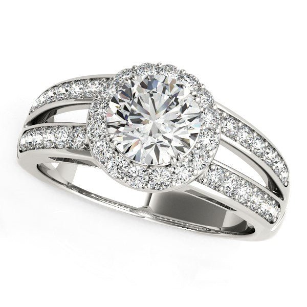14k White Gold Round Split Shank Style Diamond Engagement Ring (1 1/2 cttw) - Coolpeacock