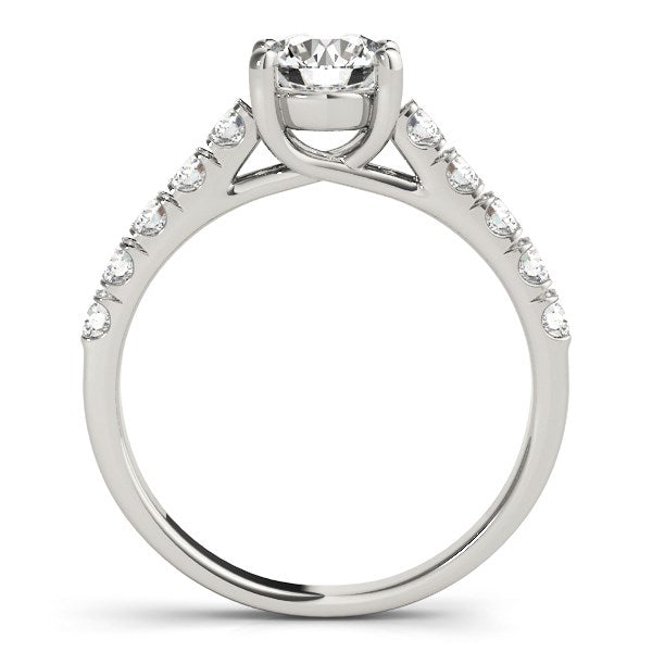 14k White Gold Round Trellis Setting Diamond Engagement Ring (1 cttw) - Coolpeacock