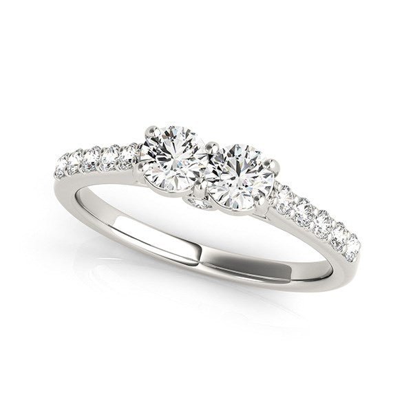 14k White Gold Round Two Stone Diamond Ring (3/4 cttw) - Coolpeacock