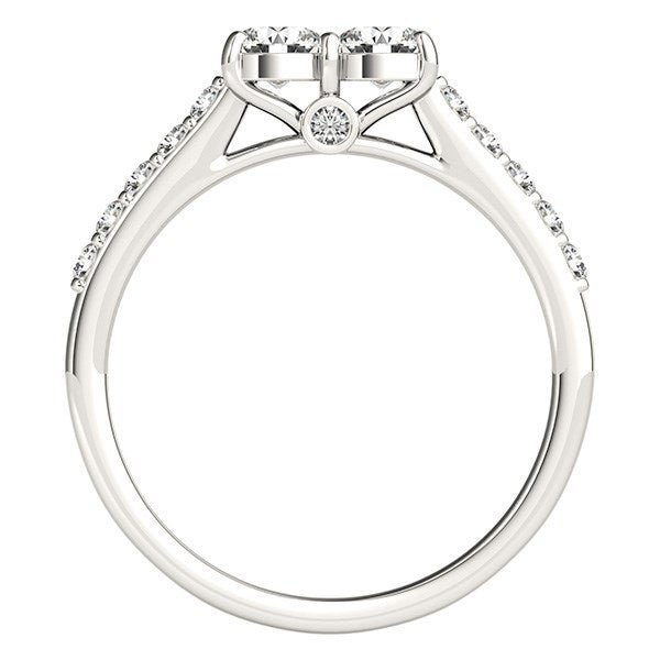 14k White Gold Round Two Stone Diamond Ring (3/4 cttw) - Coolpeacock