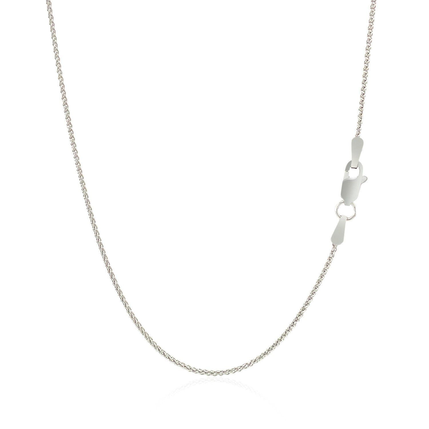 14k White Gold Round Wheat Chain (1.00 mm) - Coolpeacock