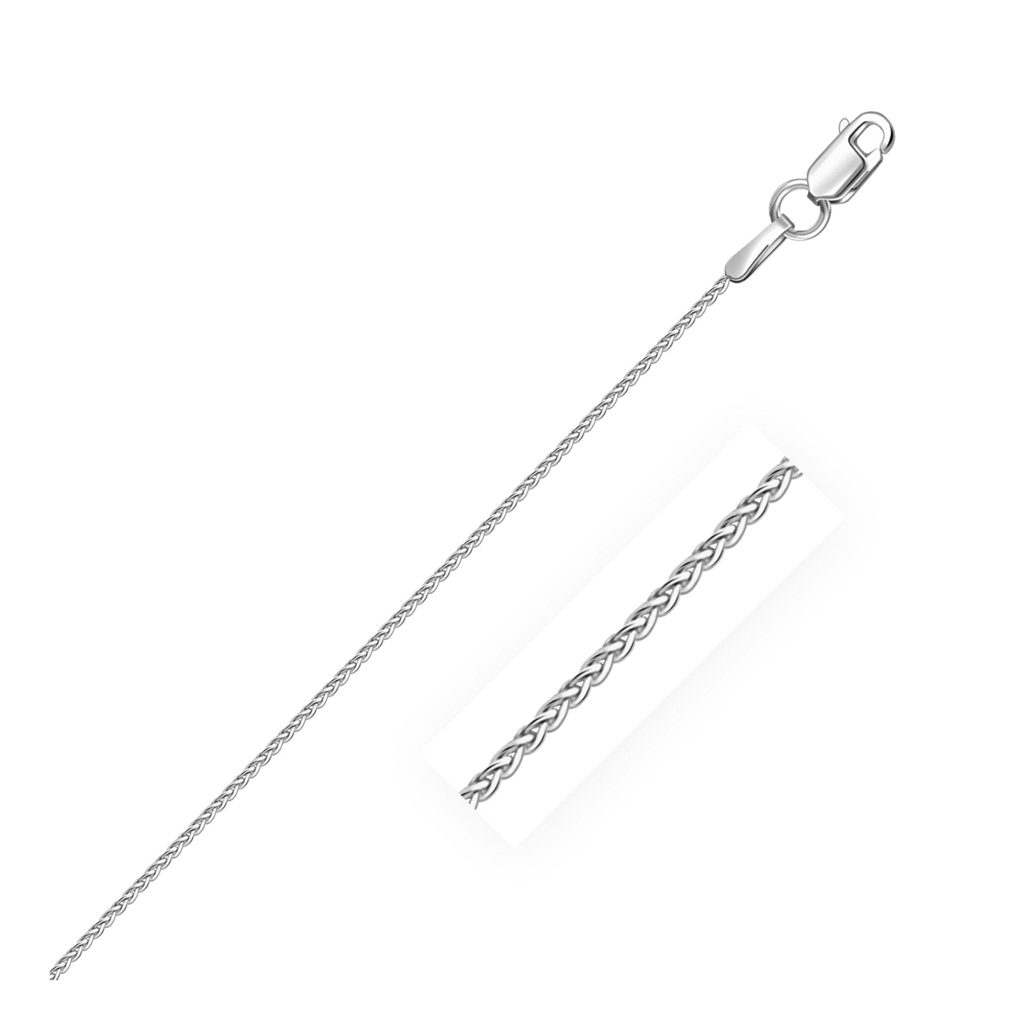 14k White Gold Round Wheat Chain (1.00 mm) - Coolpeacock