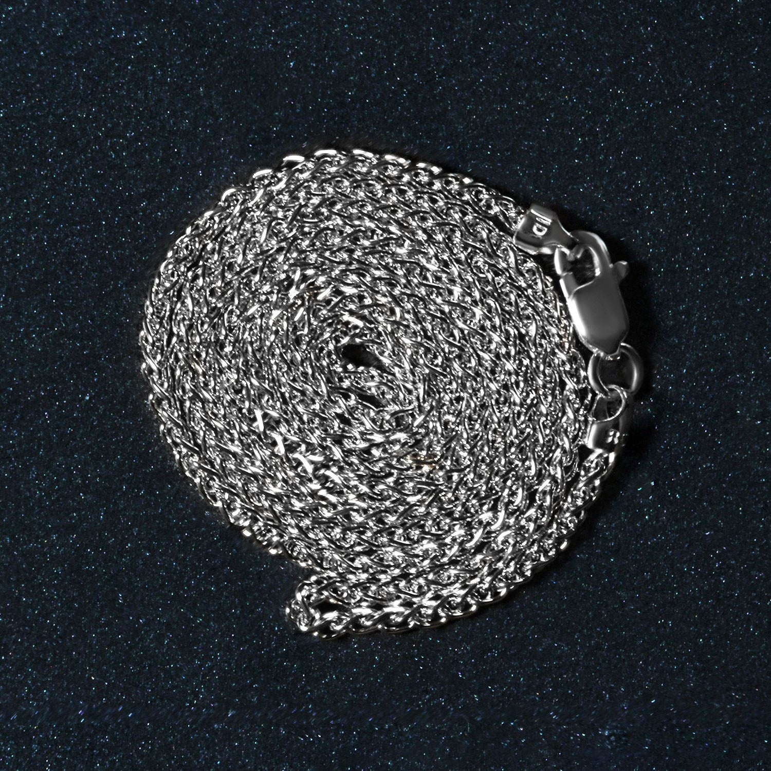 14k White Gold Round Wheat Chain (1.5 mm) - Coolpeacock