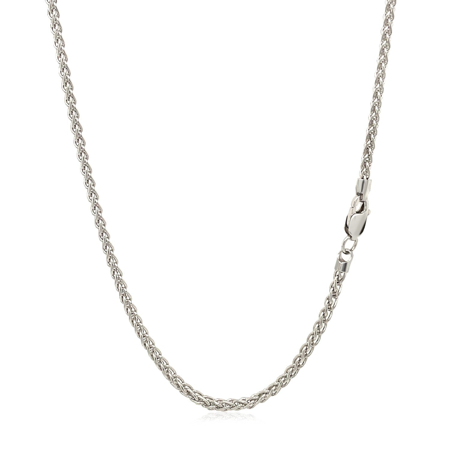 14k White Gold Round Wheat Chain (2.10 mm) - Coolpeacock