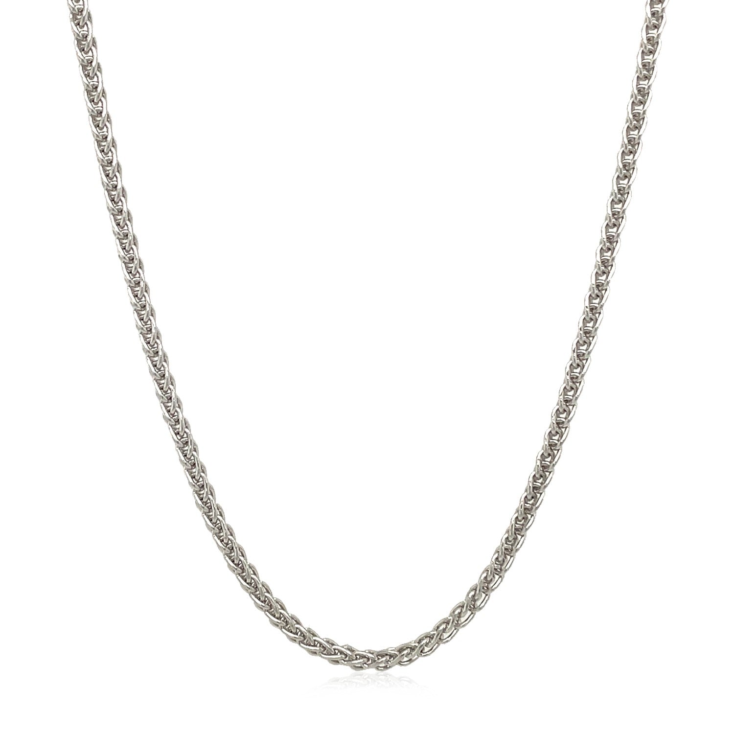 14k White Gold Round Wheat Chain (2.10 mm) - Coolpeacock