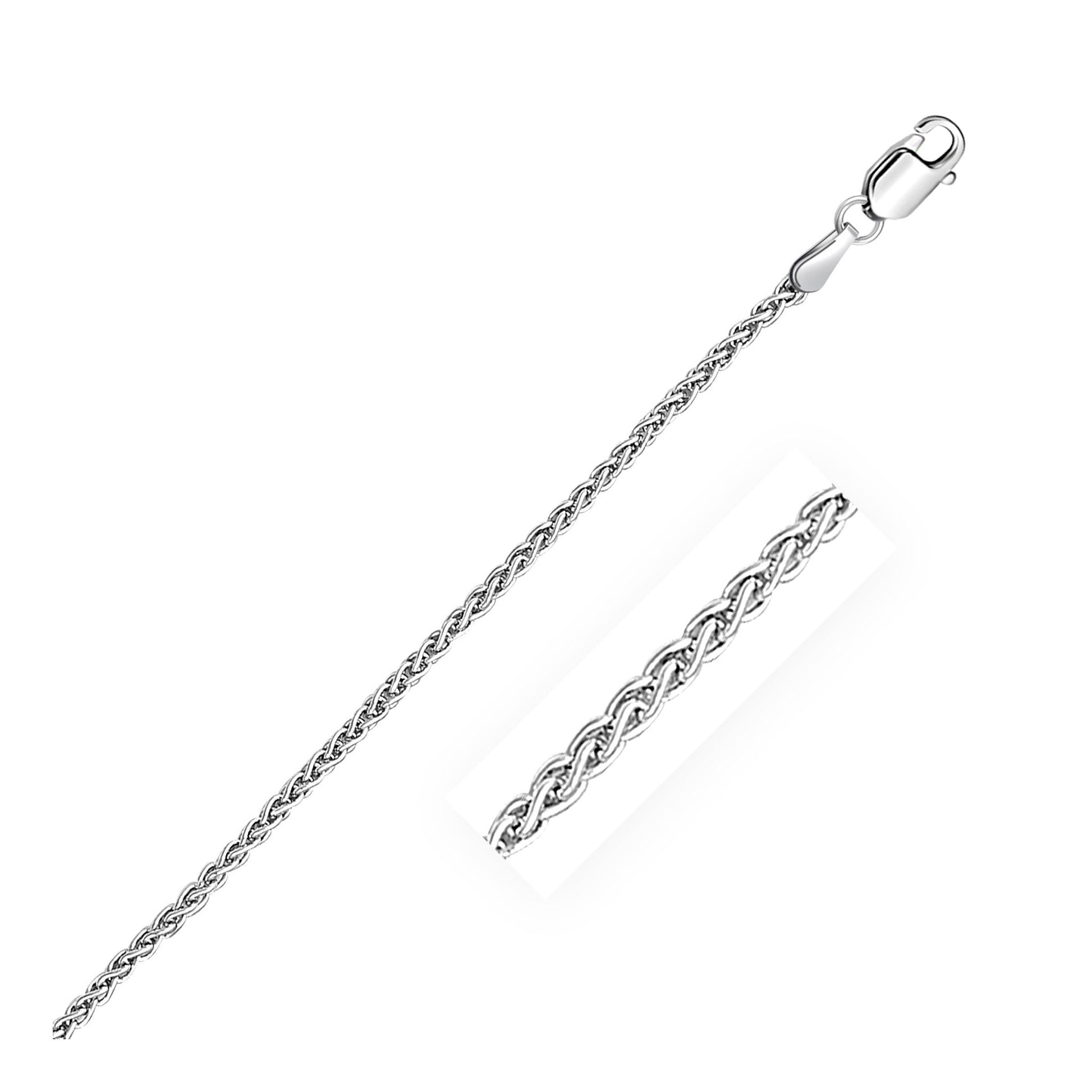 14k White Gold Round Wheat Chain (2.10 mm) - Coolpeacock