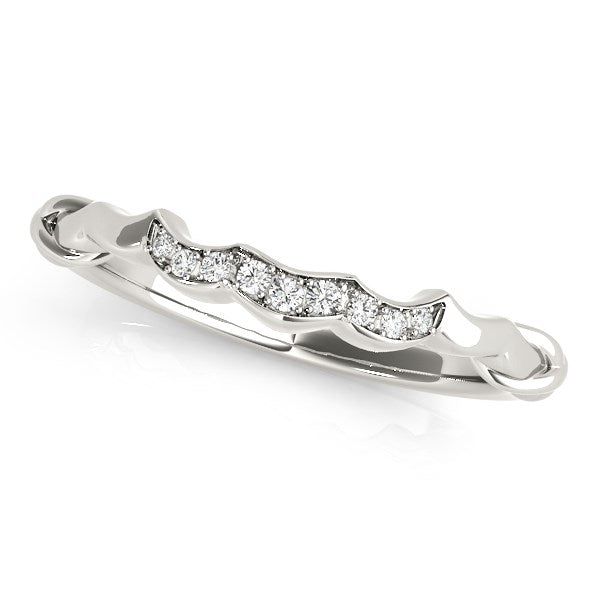 14k White Gold Scallop Wedding Band (1/20 cttw) - Coolpeacock