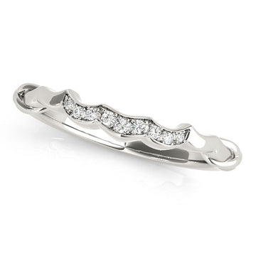 14k White Gold Scallop Wedding Band (1/20 cttw) - Coolpeacock