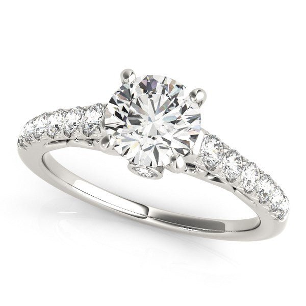 14k White Gold Scalloped Single Row Band Diamond Engagement Ring (1 3/8 cttw) - Coolpeacock