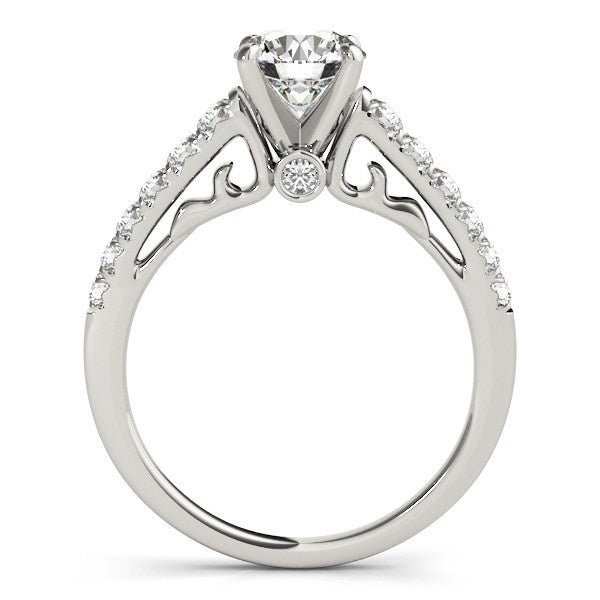 14k White Gold Scalloped Single Row Band Diamond Engagement Ring (1 3/8 cttw) - Coolpeacock