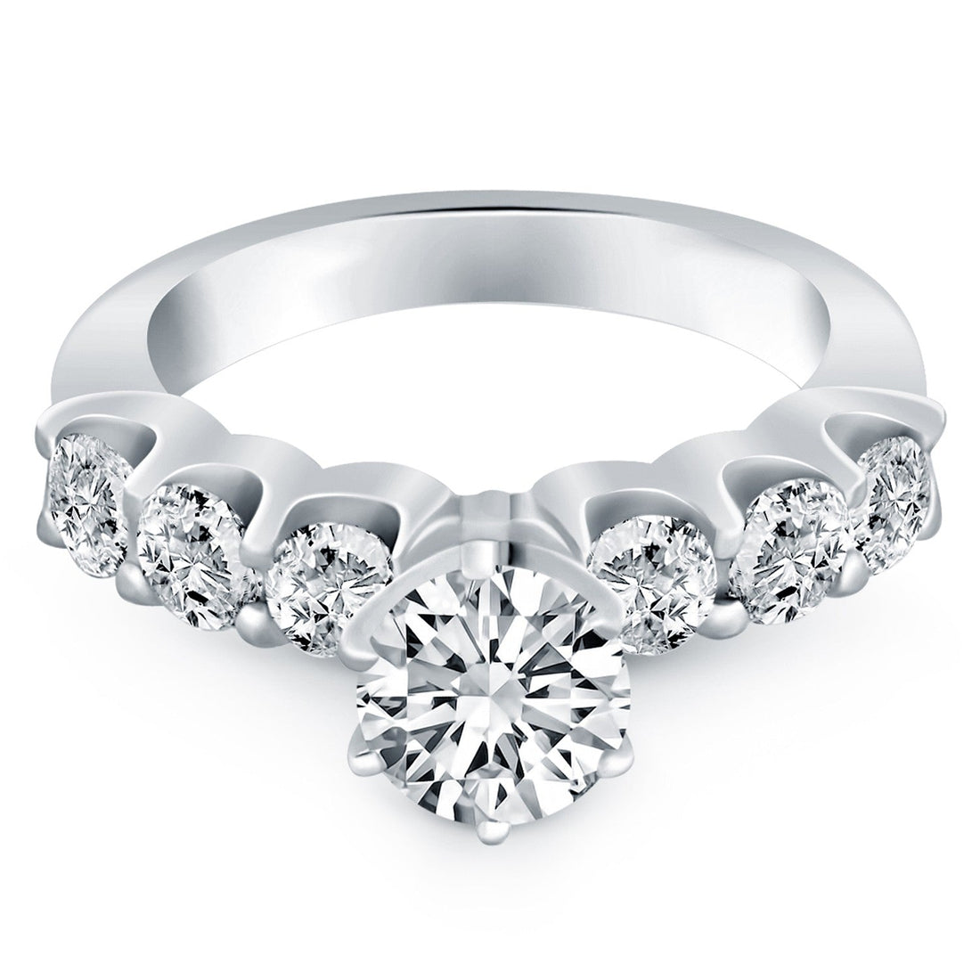 14k White Gold Shared Prong Diamond Engagement Ring - Coolpeacock