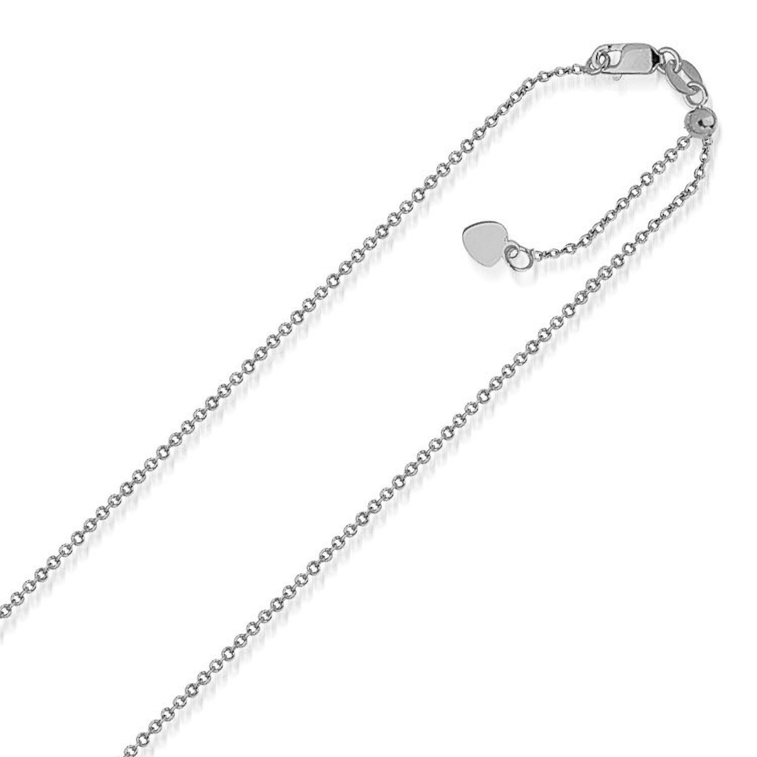 14k White Gold Singapore Style Adjustable Chain (1.40 mm) - Coolpeacock