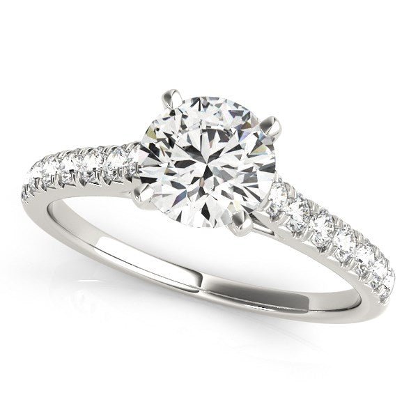 14k White Gold Single Row Band Diamond Engagement Ring (1 1/3 cttw) - Coolpeacock