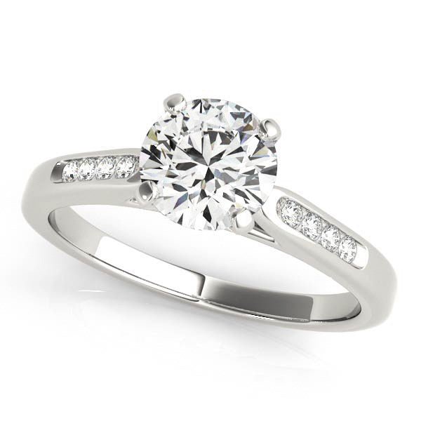 14k White Gold Single Row Diamond Engagement Ring (1 cttw) - Coolpeacock