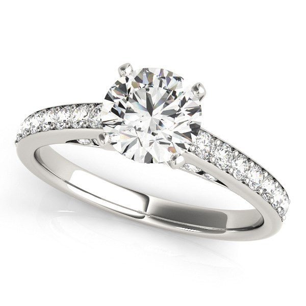 14k White Gold Single Row Prong Set Diamond Engagement Ring (1 3/8 cttw) - Coolpeacock
