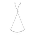 14k White Gold Smooth Curved Bar Lariat Design Bracelet (1.00 mm) - Coolpeacock