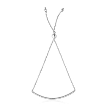 14k White Gold Smooth Curved Bar Lariat Design Bracelet (1.00 mm) - Coolpeacock