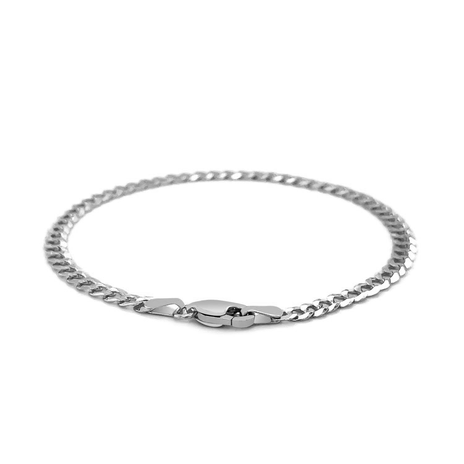 14k White Gold Solid Curb Bracelet (3.60 mm) - Coolpeacock