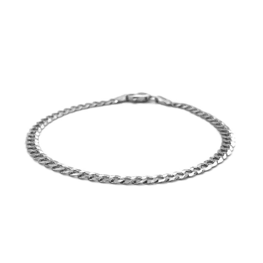 14k White Gold Solid Curb Bracelet (3.60 mm) - Coolpeacock