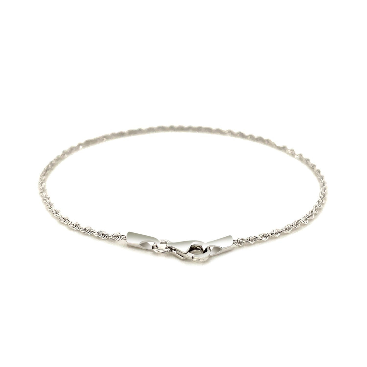 14k White Gold Solid Diamond Cut Rope Bracelet (1.60 mm) - Coolpeacock