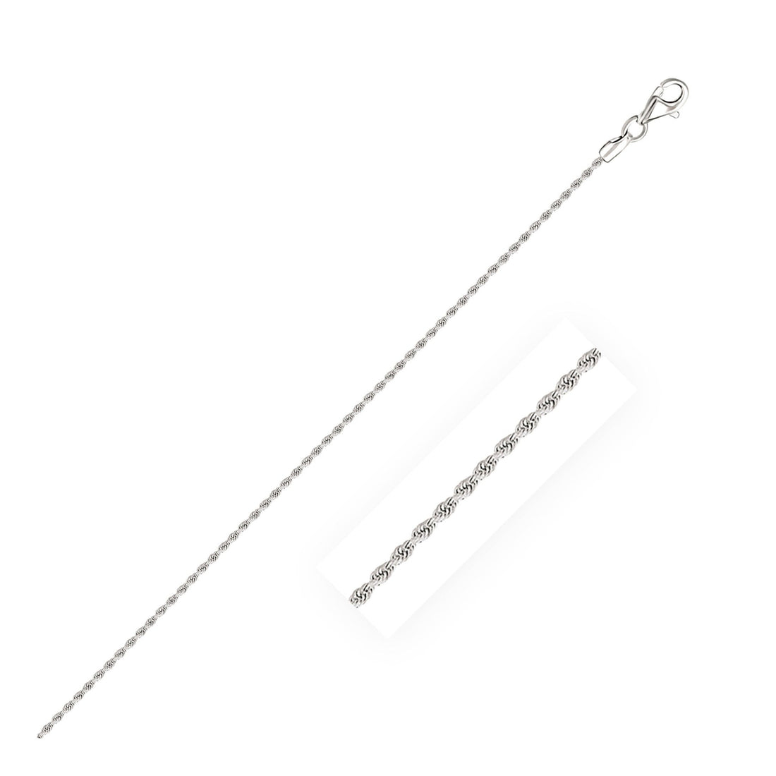 14k White Gold Solid Diamond Cut Rope Bracelet (1.60 mm) - Coolpeacock