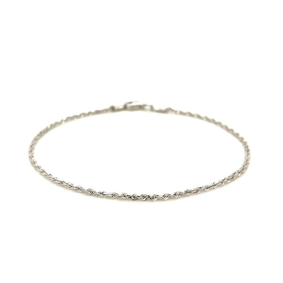 14k White Gold Solid Diamond Cut Rope Bracelet (1.60 mm) - Coolpeacock