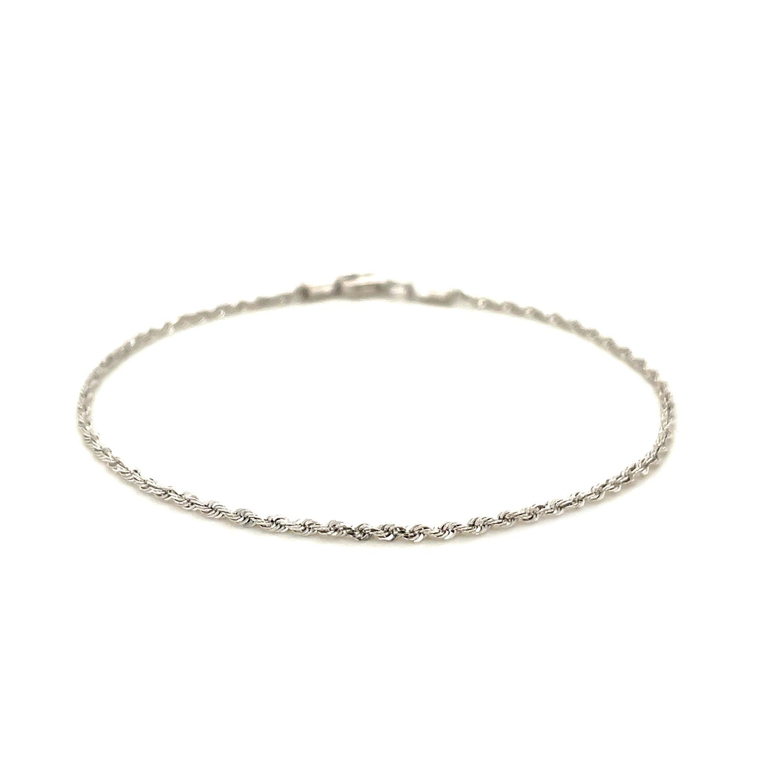 14k White Gold Solid Diamond Cut Rope Bracelet (1.60 mm) - Coolpeacock