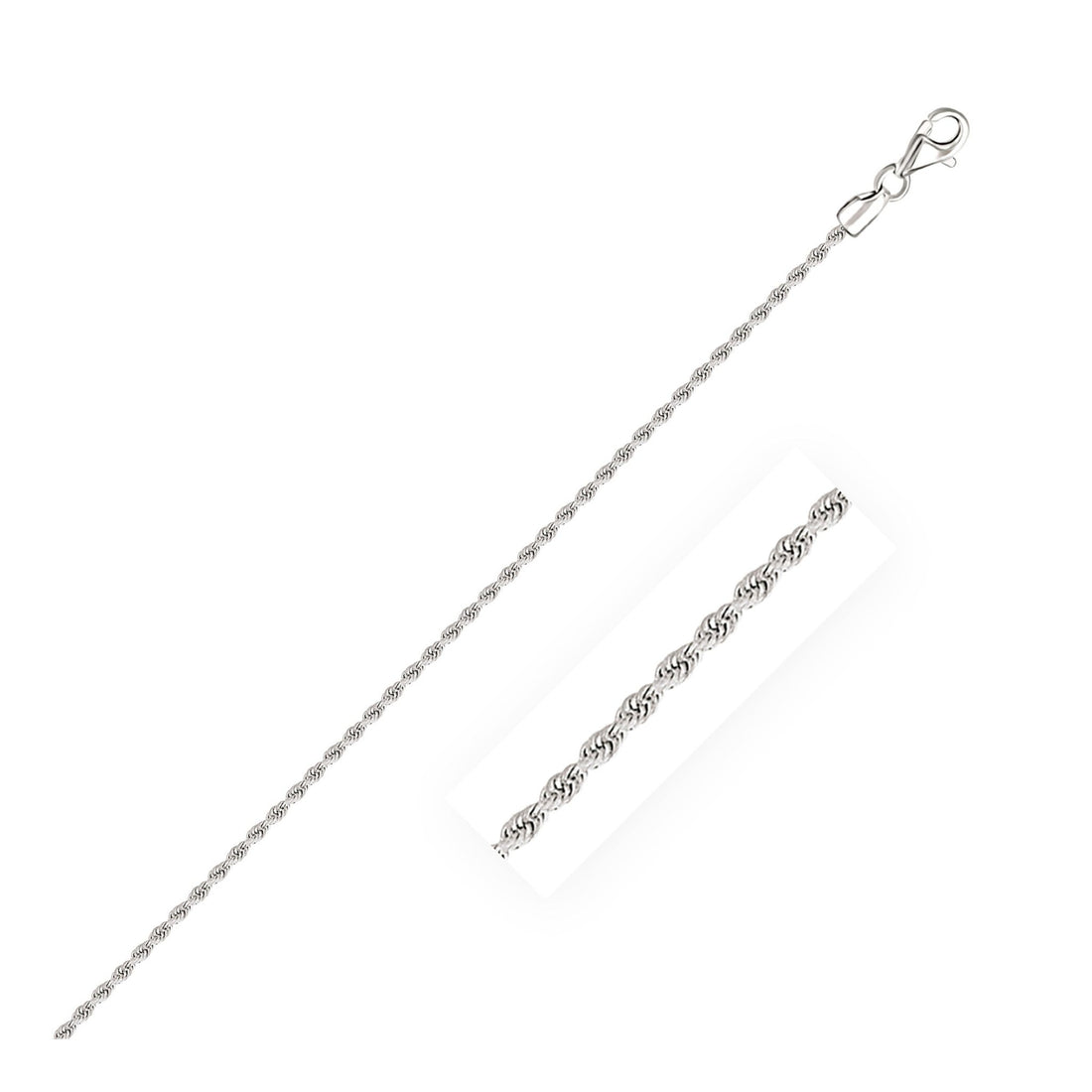 14k White Gold Solid Diamond Cut Rope Bracelet (1.80 mm) - Coolpeacock