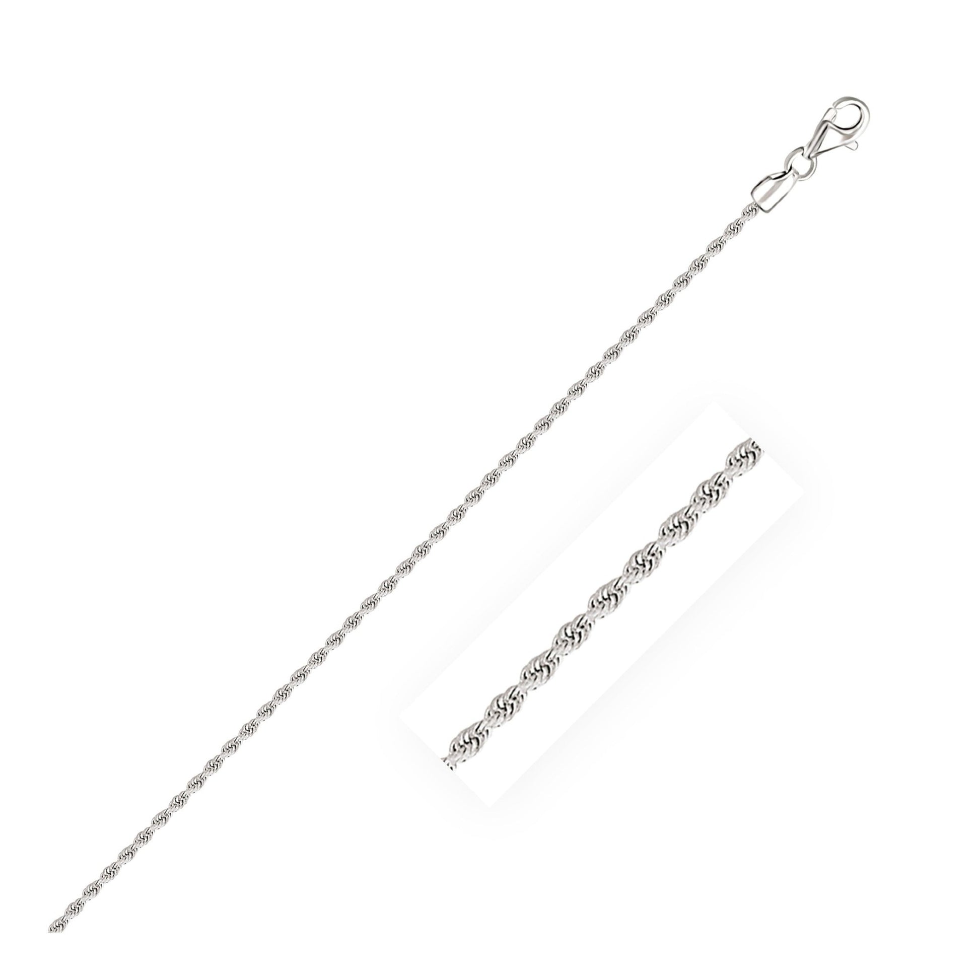 14k White Gold Solid Diamond Cut Rope Bracelet (1.80 mm) - Coolpeacock