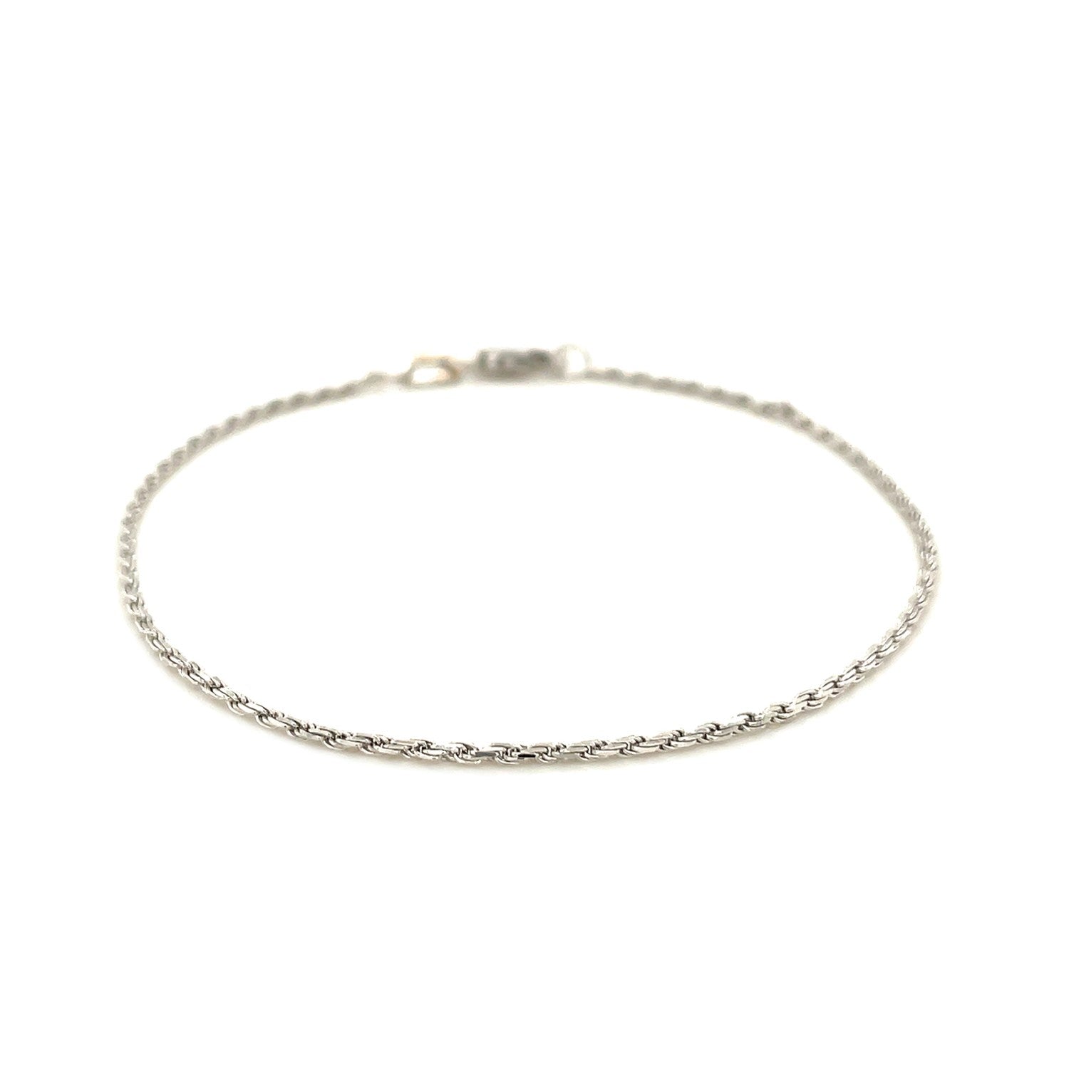 14k White Gold Solid Diamond Cut Rope Bracelet (1.80 mm) - Coolpeacock