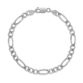 14k White Gold Solid Figaro Bracelet (4.50 mm) - Coolpeacock