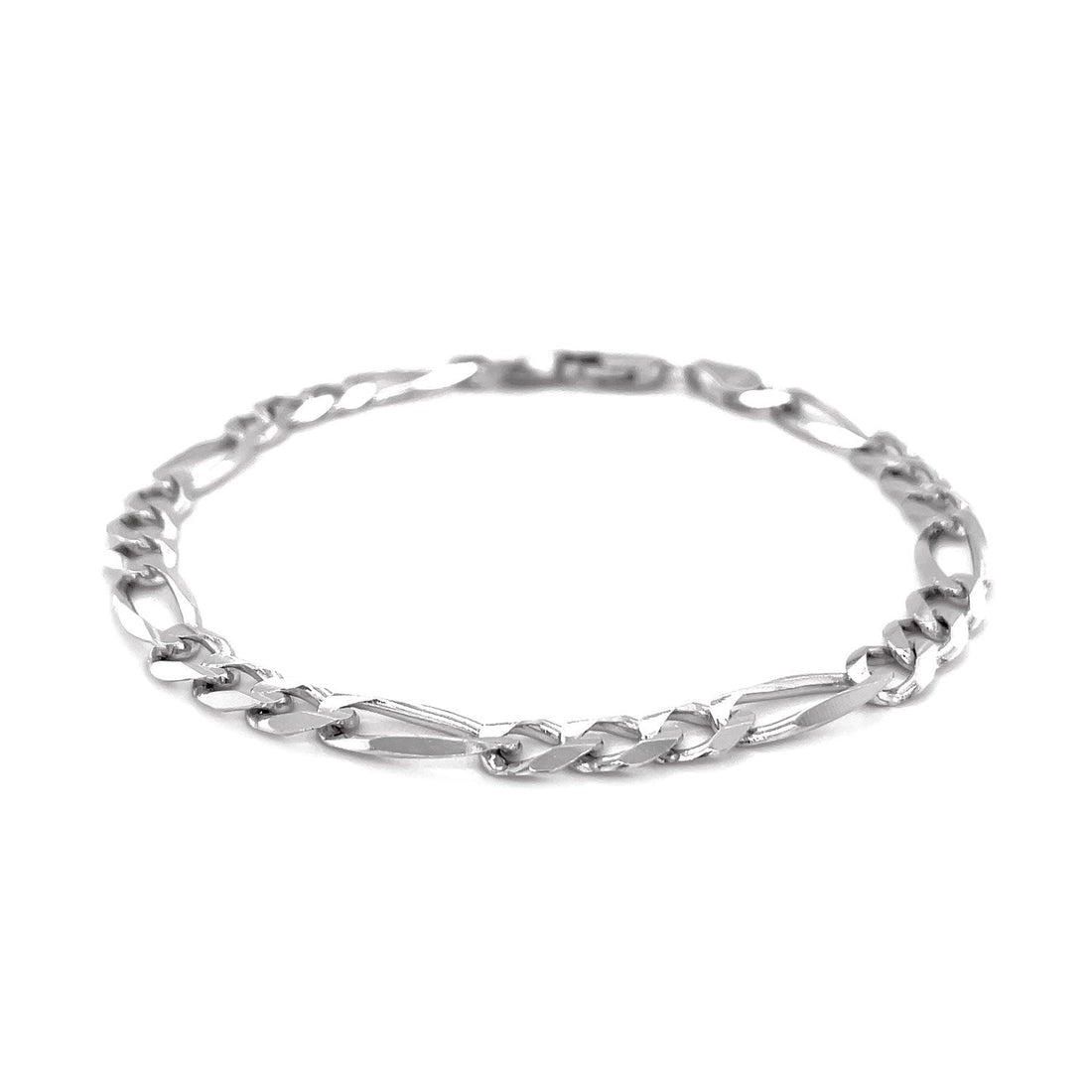 14k White Gold Solid Figaro Bracelet (6.00 mm) - Coolpeacock