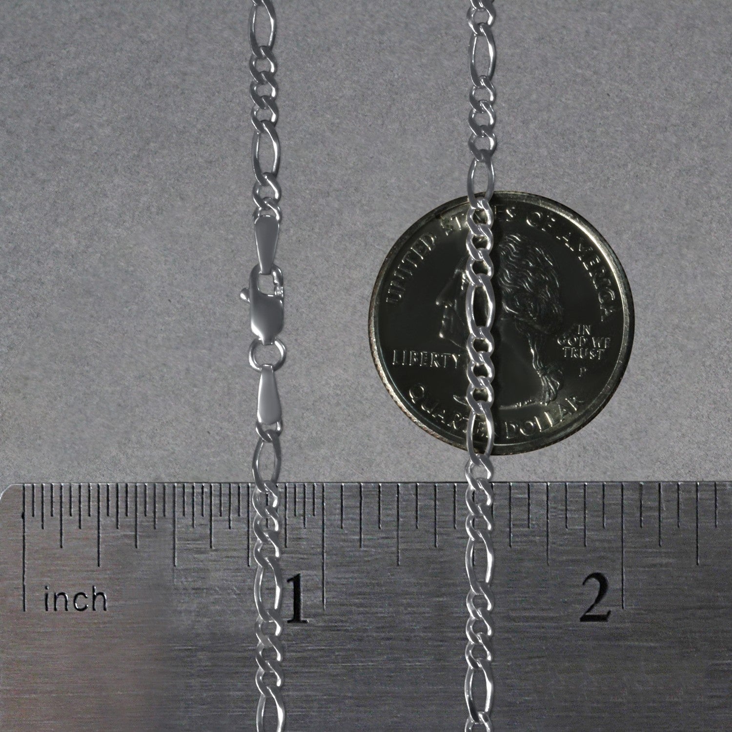 14k White Gold Solid Figaro Chain (2.60 mm) - Coolpeacock