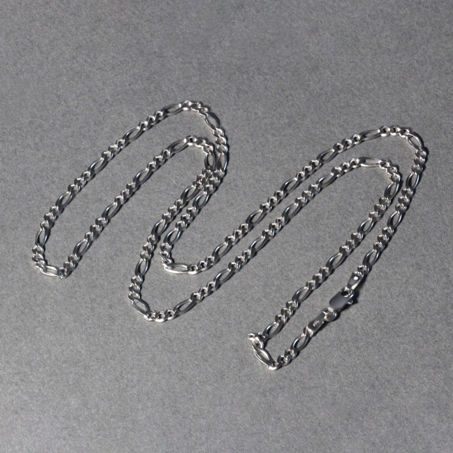 14k White Gold Solid Figaro Chain (2.60 mm) - Coolpeacock