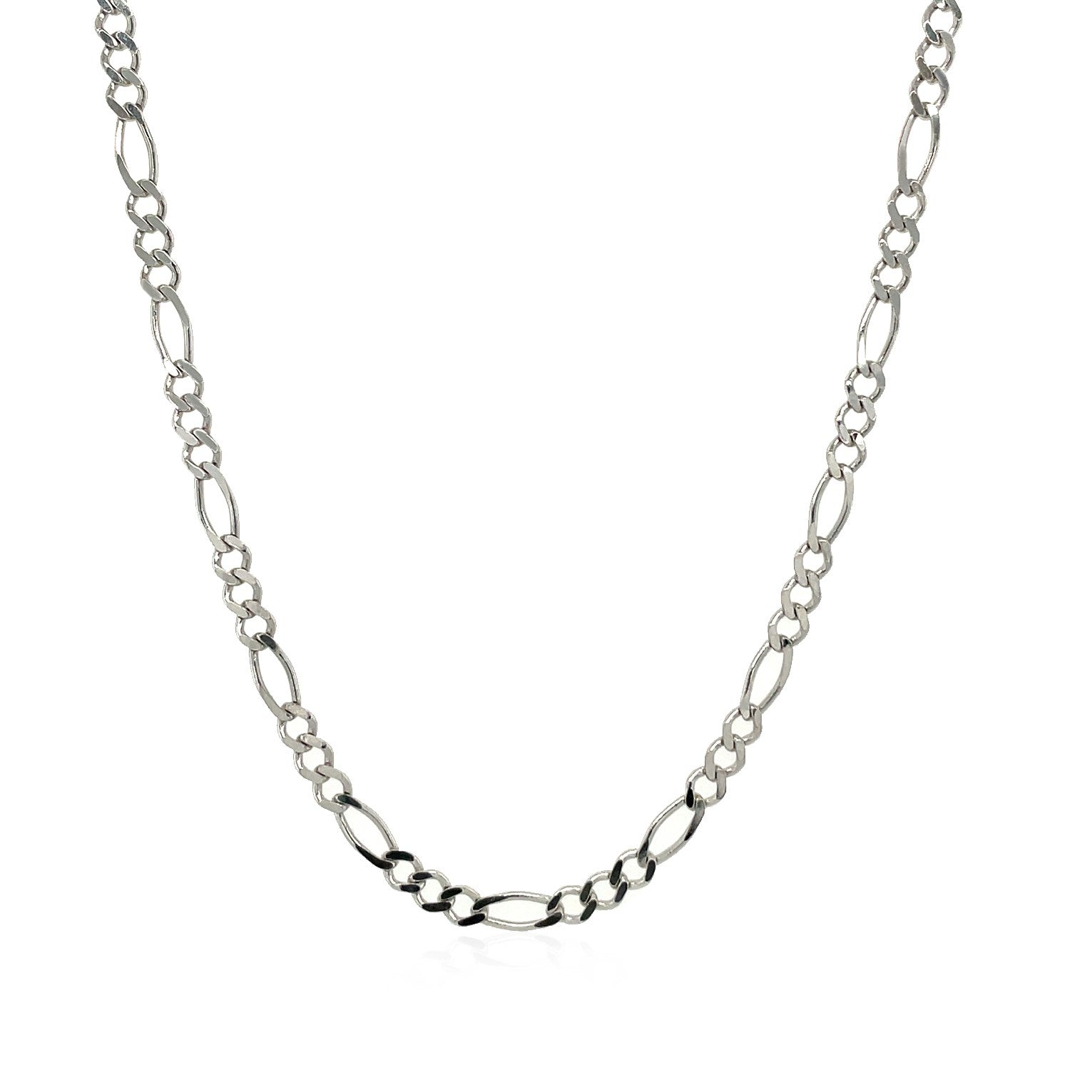 14k White Gold Solid Figaro Chain (2.60 mm) - Coolpeacock