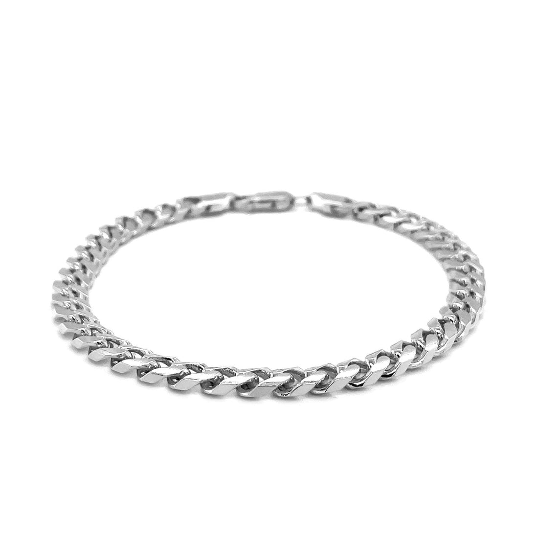 14k White Gold Solid Miami Cuban Bracelet (6.00 mm) - Coolpeacock