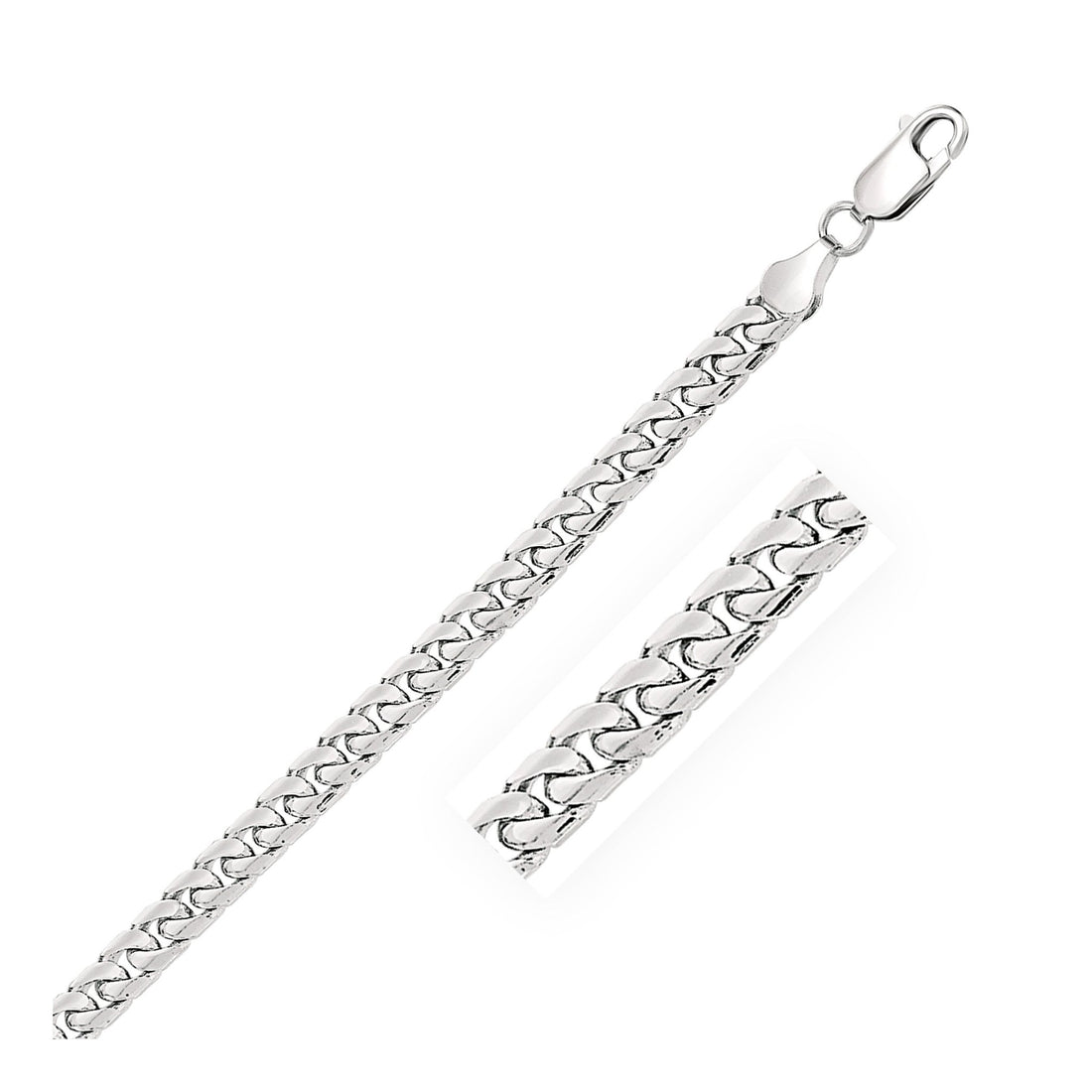 14k White Gold Solid Miami Cuban Bracelet (6.00 mm) - Coolpeacock