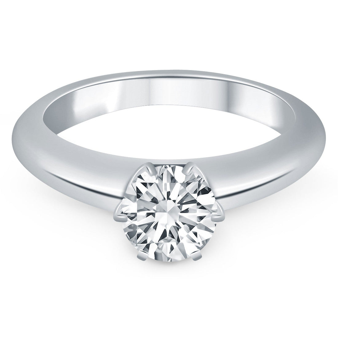 14k White Gold Solitaire Cathedral Engagement Ring - Coolpeacock