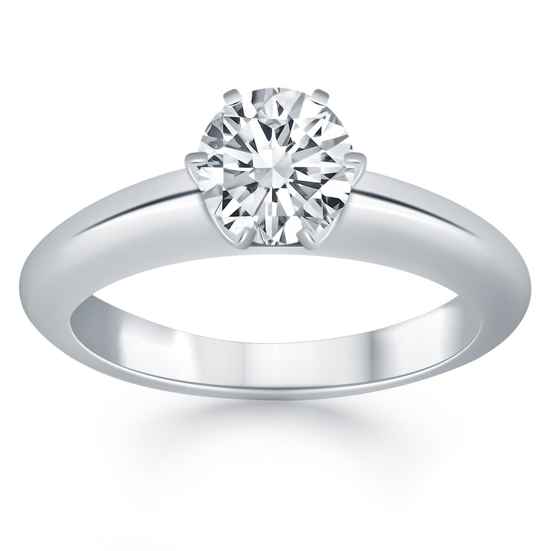 14k White Gold Solitaire Cathedral Engagement Ring - Coolpeacock