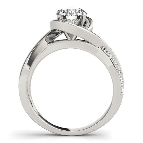 14k White Gold Split Band Round Bypass Diamond Engagement Ring (1 1/8 cttw) - Coolpeacock