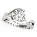 14k White Gold Split Band Round Bypass Diamond Engagement Ring (1 1/8 cttw) - Coolpeacock