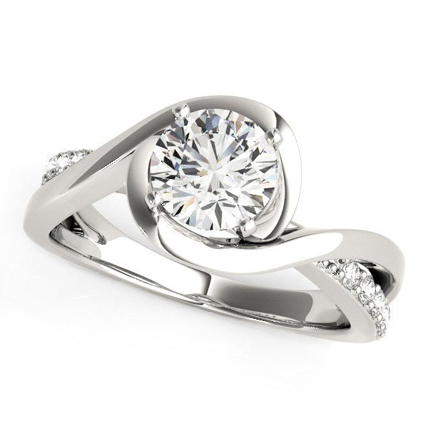 14k White Gold Split Band Round Bypass Diamond Engagement Ring (1 1/8 cttw) - Coolpeacock