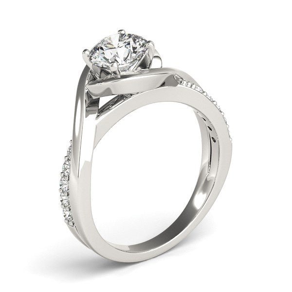 14k White Gold Split Band Round Bypass Diamond Engagement Ring (1 1/8 cttw) - Coolpeacock