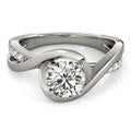 14k White Gold Split Band Round Bypass Diamond Engagement Ring (1 1/8 cttw) - Coolpeacock