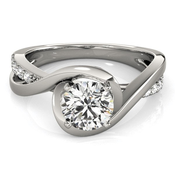14k White Gold Split Band Round Bypass Diamond Engagement Ring (1 1/8 cttw) - Coolpeacock